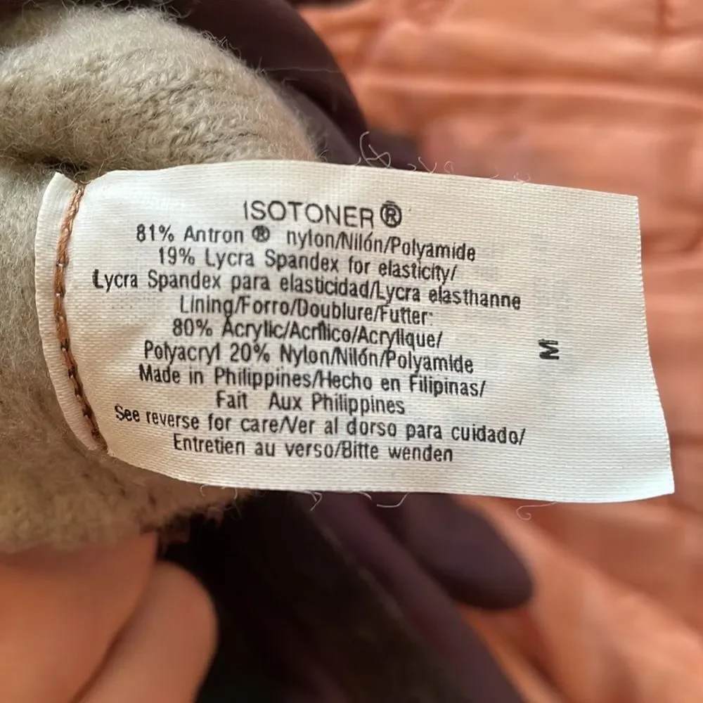 Isotoner brown‎ lined winter gloves - size medium